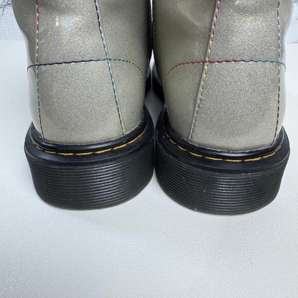 Dr Marten’s Junior 1460 Sparkle Rays Lace Up Combat Boots Girls Size 4 Silver - Picture 14 of 14